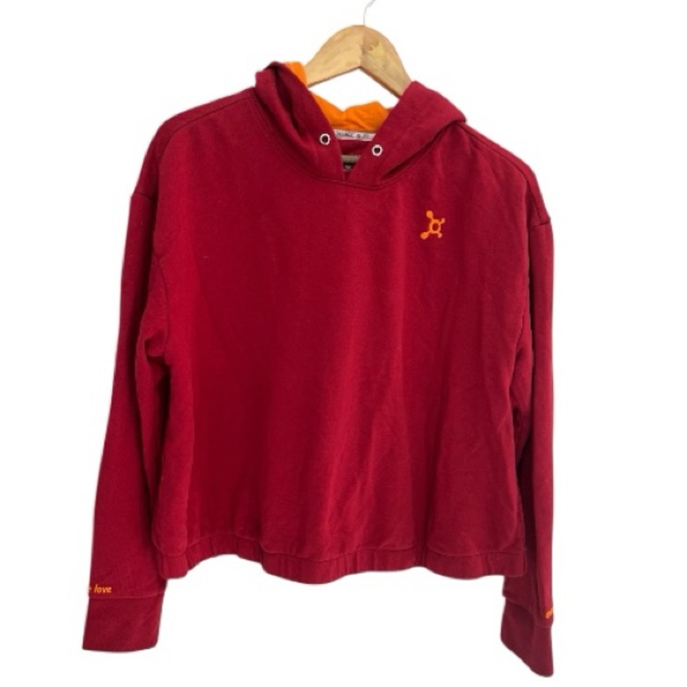 Orangetheory Red and Orange Cropped Sweatshirt Hoodie Size Large Women’s